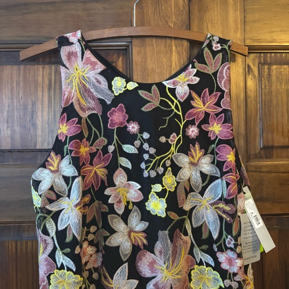 NWT Sam Edelman “Sephia” Bow Back Black Dress with Floral Embroidery - Picture 4 of 6